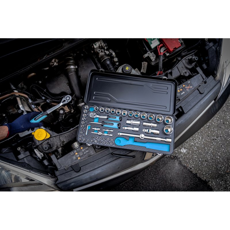 QUANTOOL dopsleutel- en bit-set, 56-delig in koffer